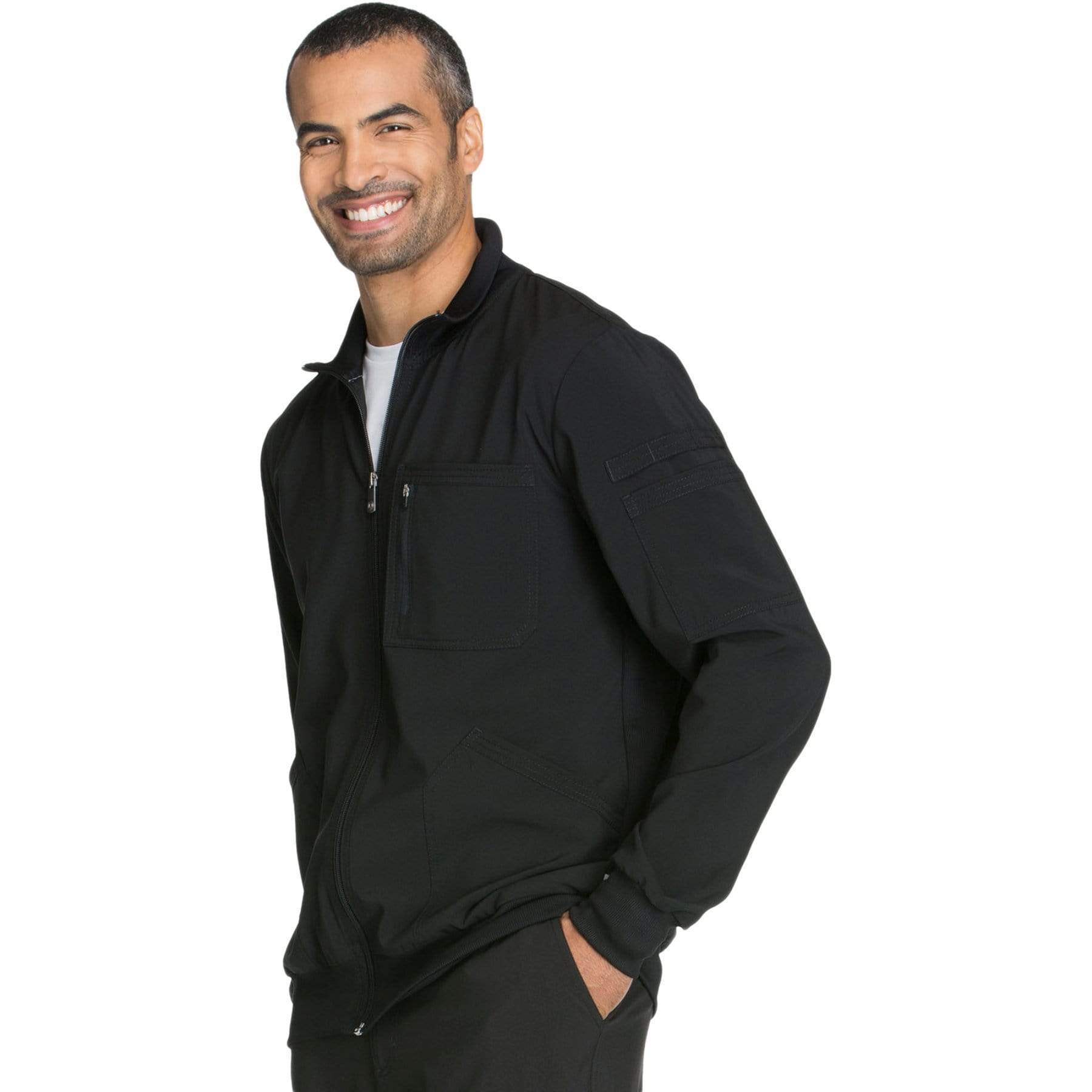 Cherokee Scrubs Jacket Cherokee Infinity CK305A Scrubs Jacket Mens Zip Front Black