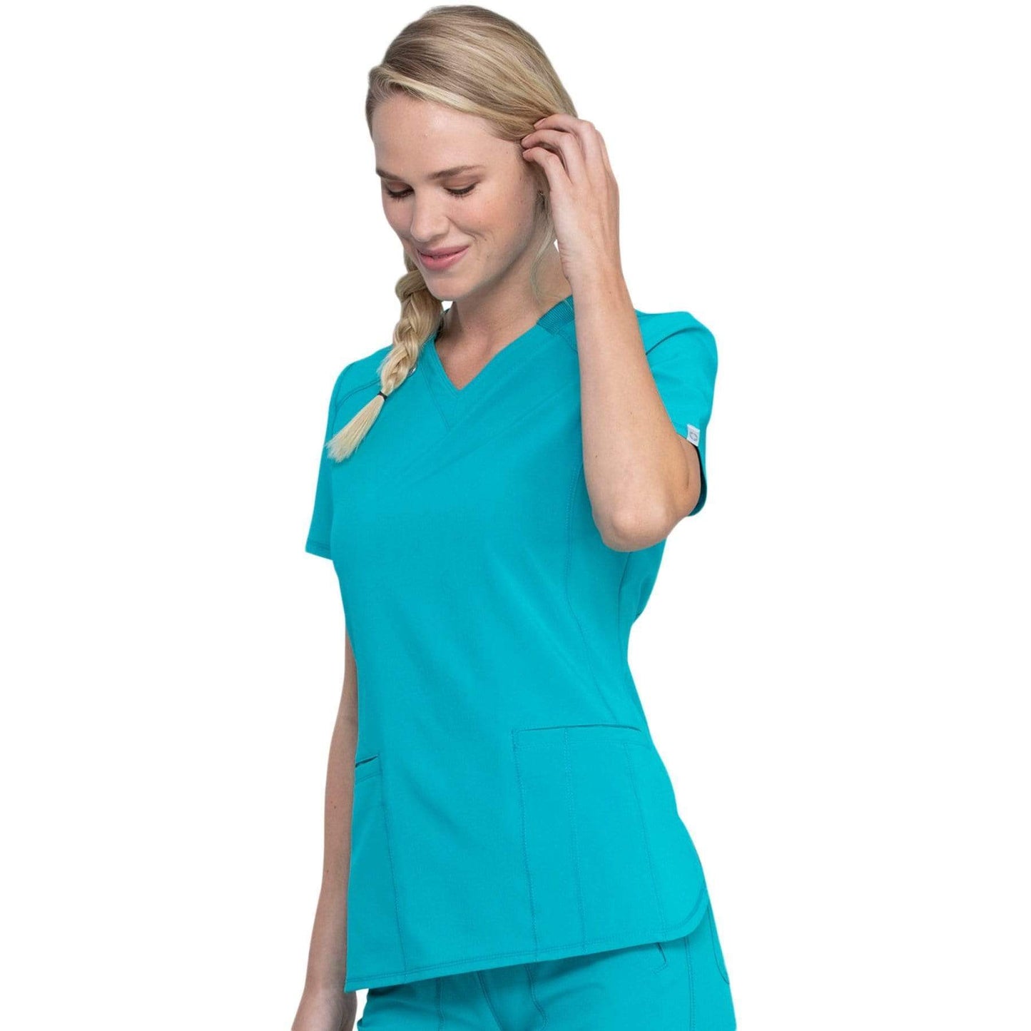 Cherokee Scrubs Top Cherokee Infinity CK865A Scrubs Top Women Teal Blue