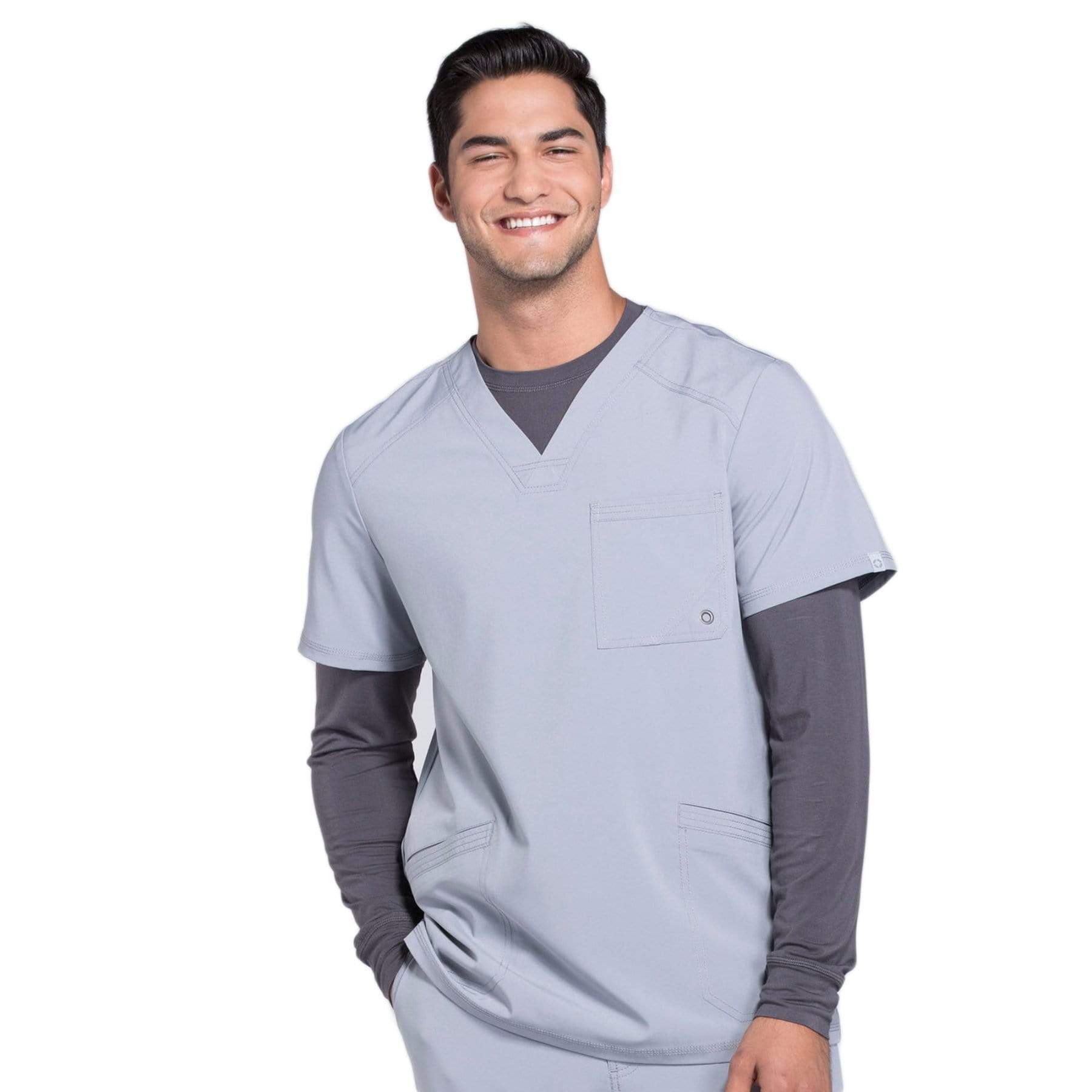 Cherokee Scrubs Top 2XL Cherokee Infinity CK900A Scrubs Top Mens V-Neck Grey