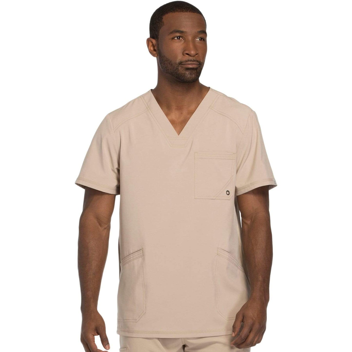 Cherokee Scrubs Top 2XL Cherokee Infinity CK900A Scrubs Top Mens V-Neck Khaki