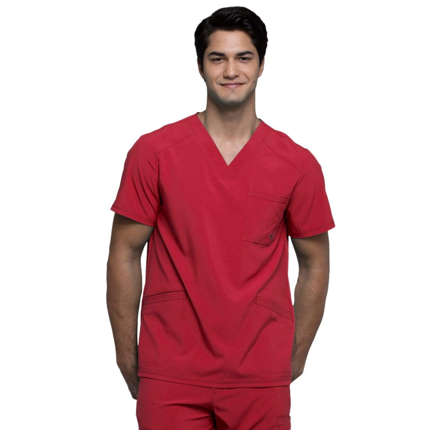 Cherokee Scrubs Top 2XL Cherokee Infinity CK900A Scrubs Top Mens V-Neck Red