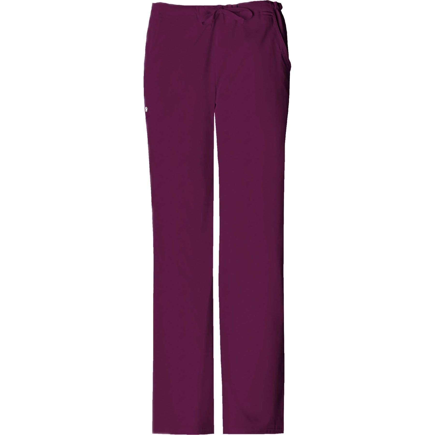 Cherokee Scrubs Pants 2XL / Regular Length Cherokee Luxe 1066 Scrubs Pants Womens Low Rise Straight Leg Drawstring Wine