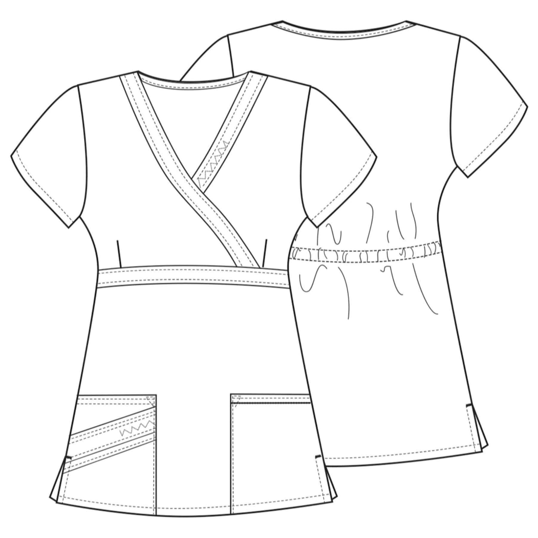 Cherokee Scrubs Top 3XL Cherokee Luxe 1841 Scrubs Top Womens Mock Wrap Pewter