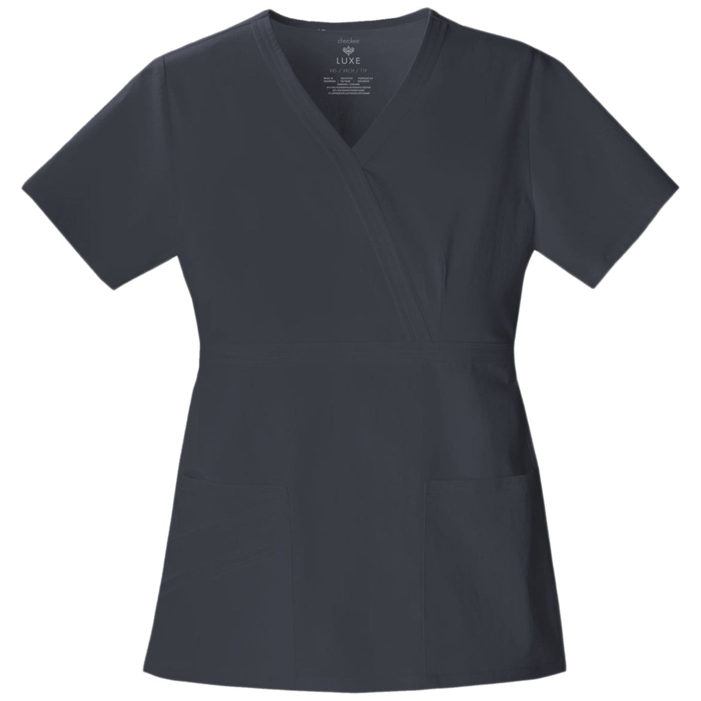 Cherokee Scrubs Top Cherokee Luxe 1841 Scrubs Top Womens Mock Wrap Pewter