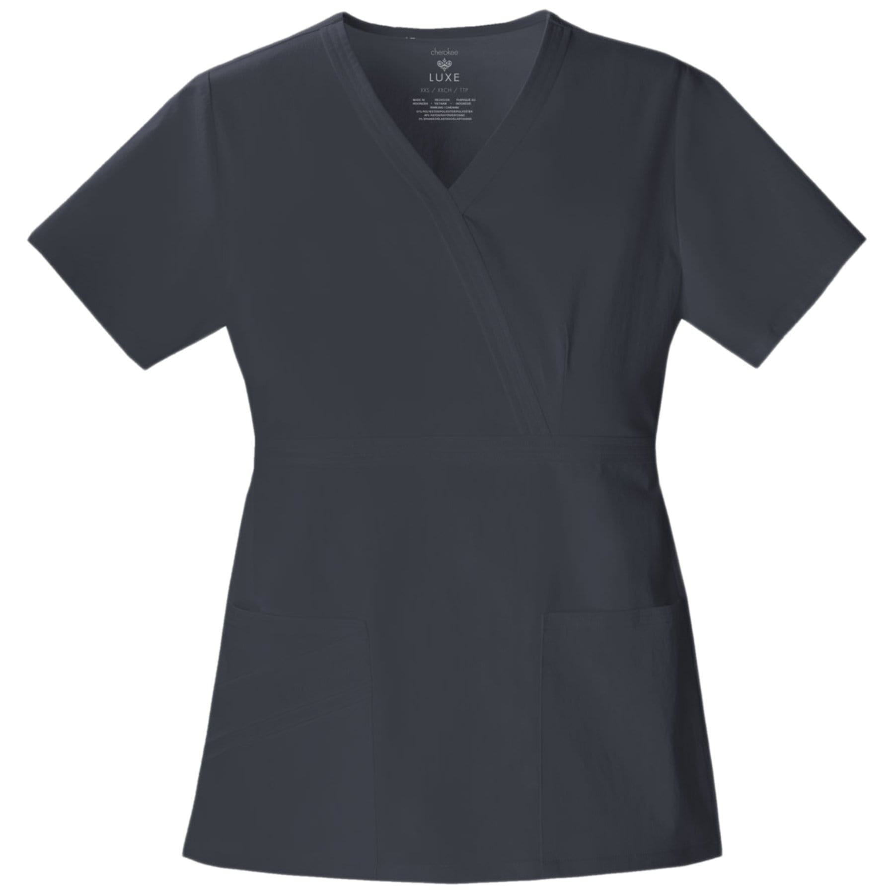 Cherokee Scrubs Top Cherokee Luxe 1841 Scrubs Top Womens Mock Wrap Pewter