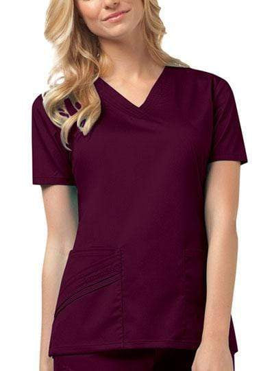Cherokee Scrubs Top 2XL Cherokee Luxe 1845 Scrubs Top Womens V-Neck Wine