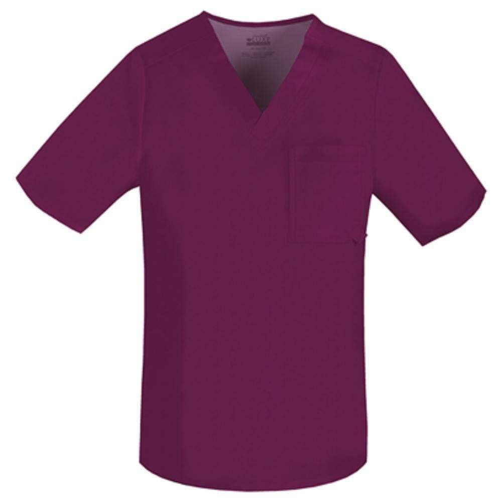 Cherokee Scrubs Top 2XL Cherokee Luxe 1929 Scrubs Top Mens V-Neck Wine