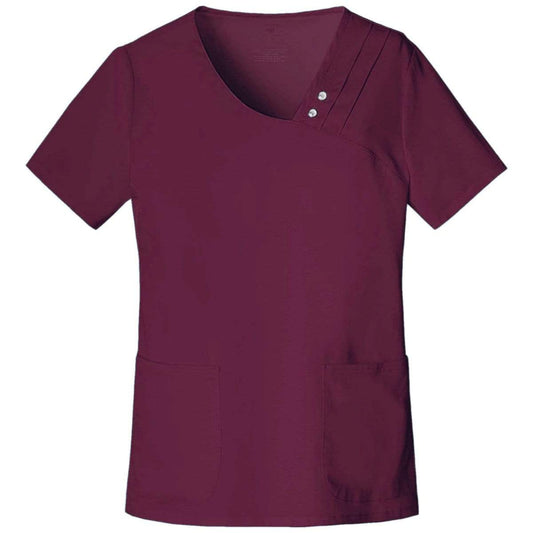 Cherokee Scrubs Top 3XL Cherokee Luxe 1999 Scrubs Top Womens Crossover V-Neck Pin-Tuck Wine
