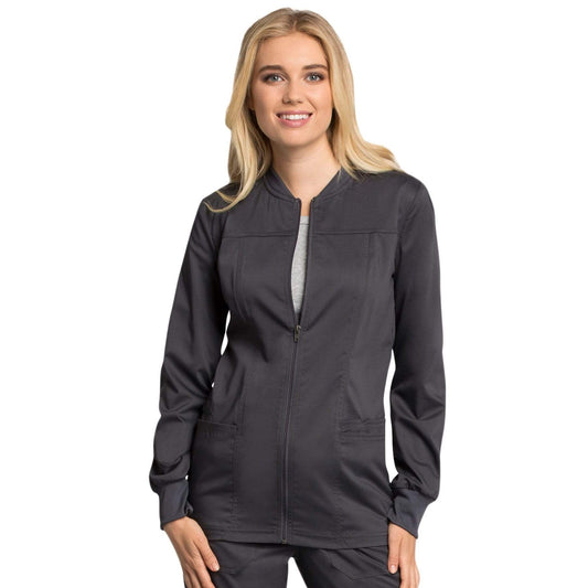 Cherokee Revolution Tech WW305AB Scrubs Warm Up Jacket Women Pewter