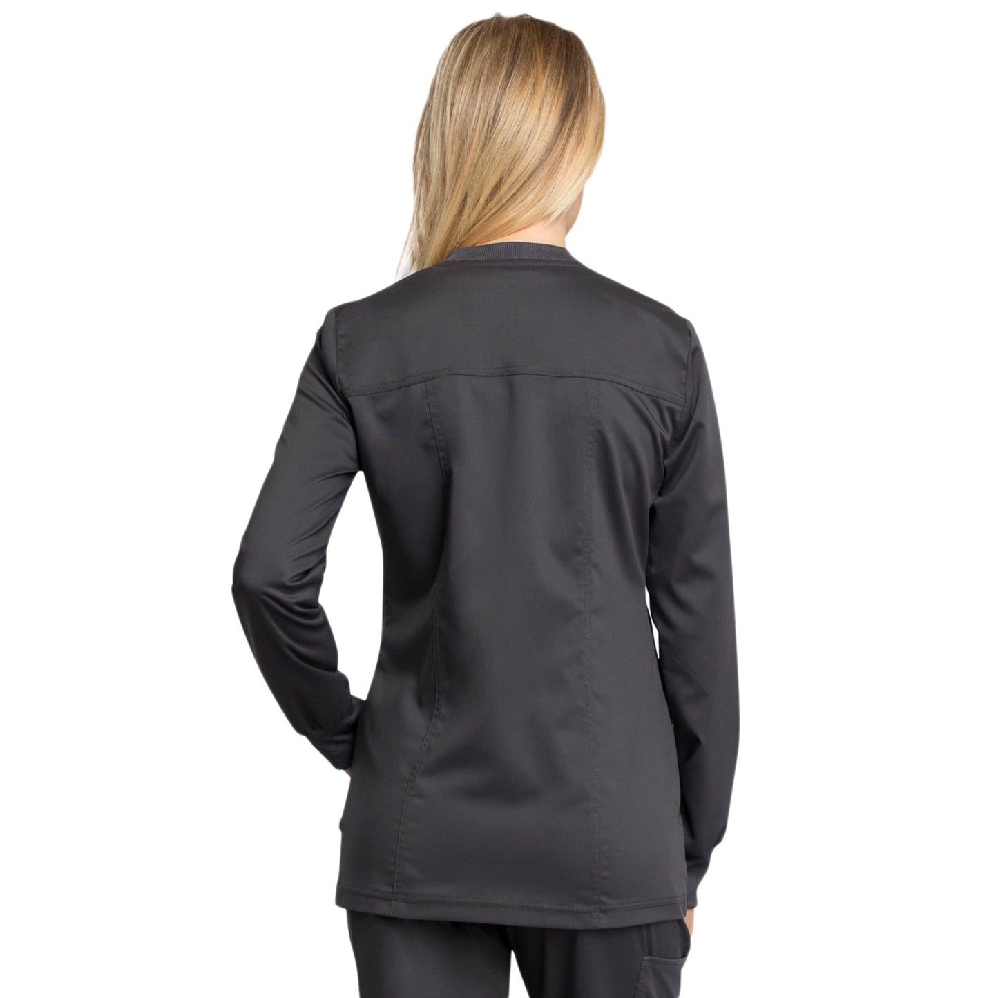 Cherokee Revolution Tech WW305AB Scrubs Warm Up Jacket Women Pewter