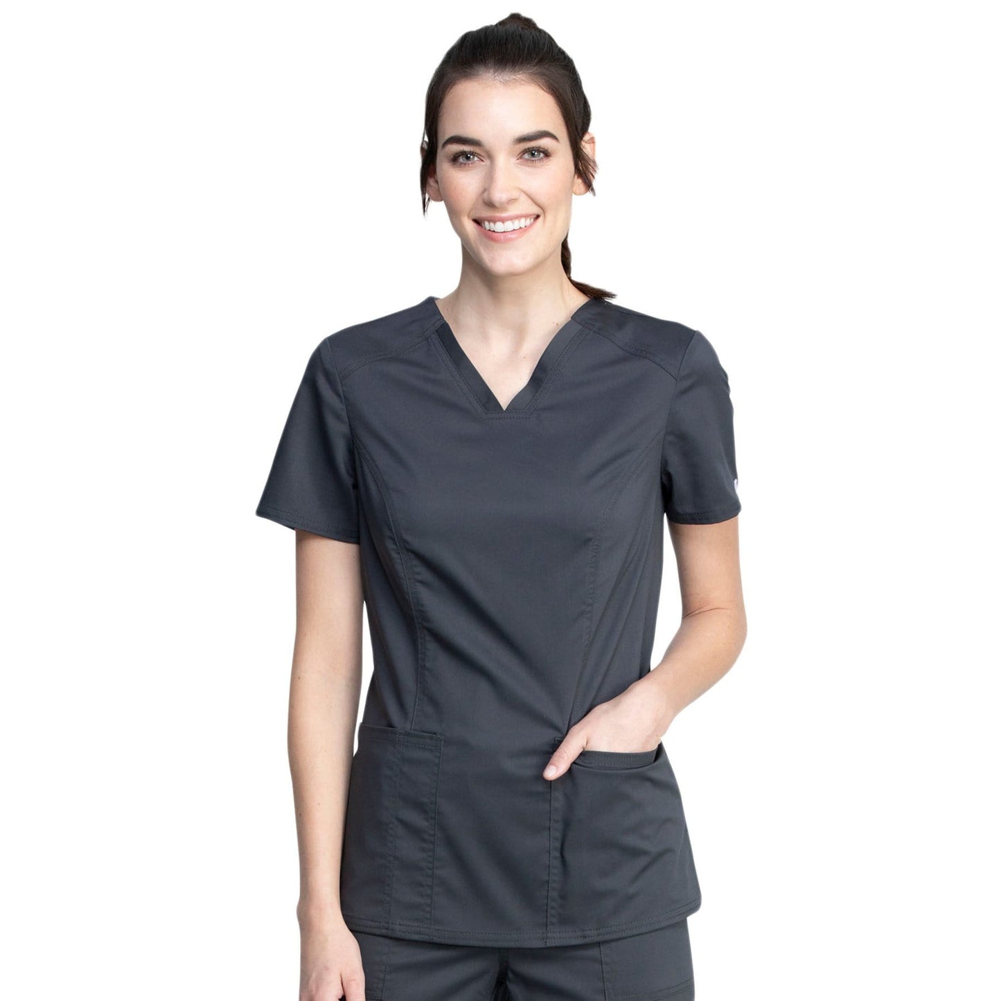 Cherokee Revolution Tech WW741AB Scrubs Top Women Pewter