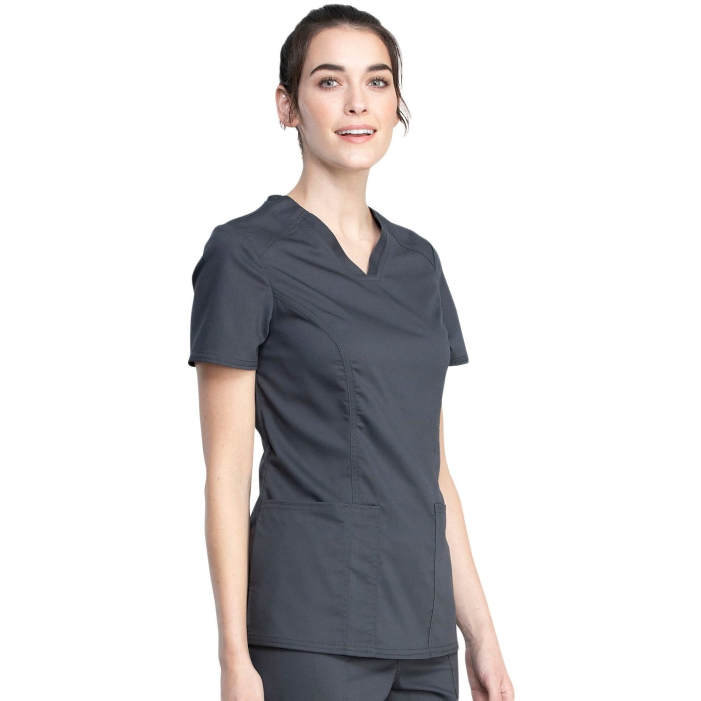 Cherokee Revolution Tech WW741AB Scrubs Top Women Pewter