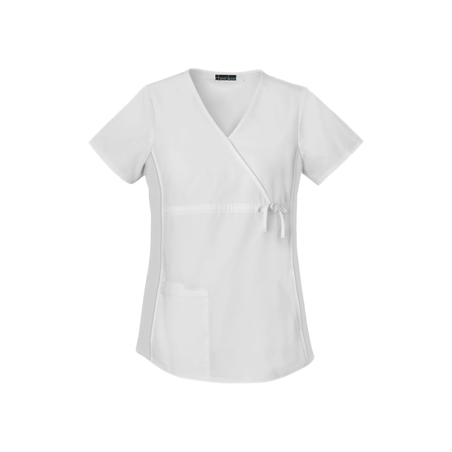 Cherokee Top XS Cherokee Scrubs Top Flexibles Maternity Mock Wrap Knit Panel Top White