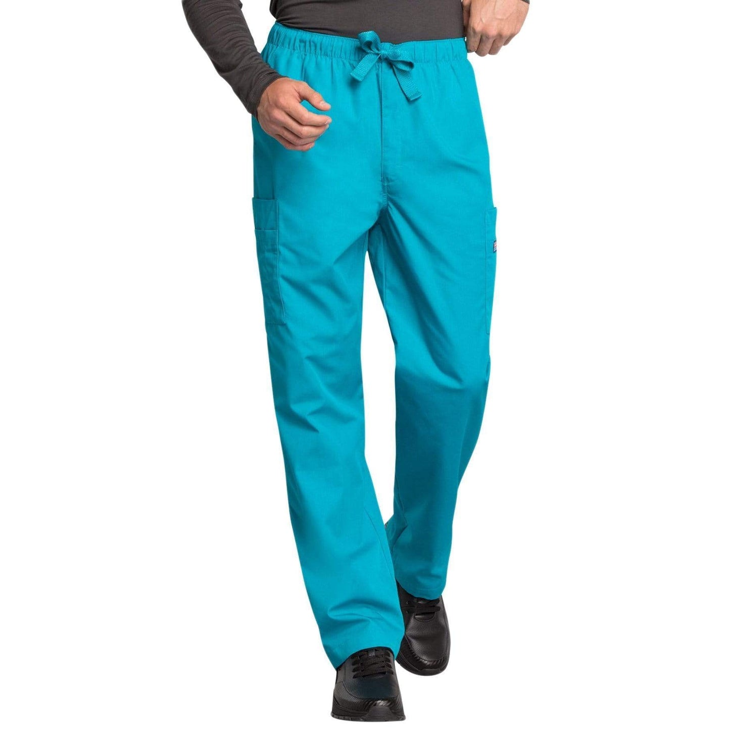 Cherokee Scrubs Pants 2XL / Regular Length Cherokee Workwear 4000 Scrubs Pants Mens Drawstring Cargo Teal Blue
