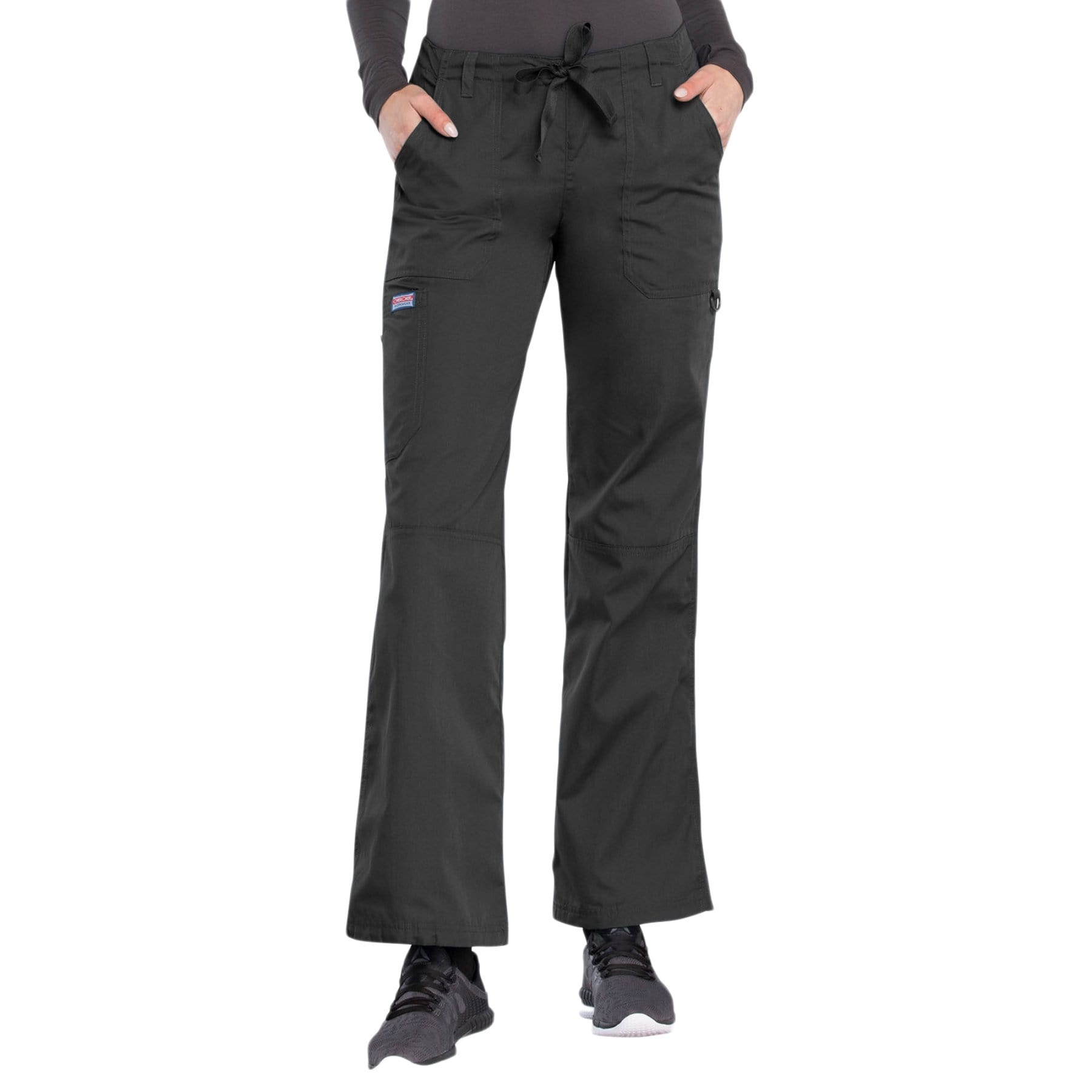 Cherokee Scrubs Pants Cherokee Workwear 4020 Scrubs Pants Womens Low Rise Drawstring Cargo Pewter