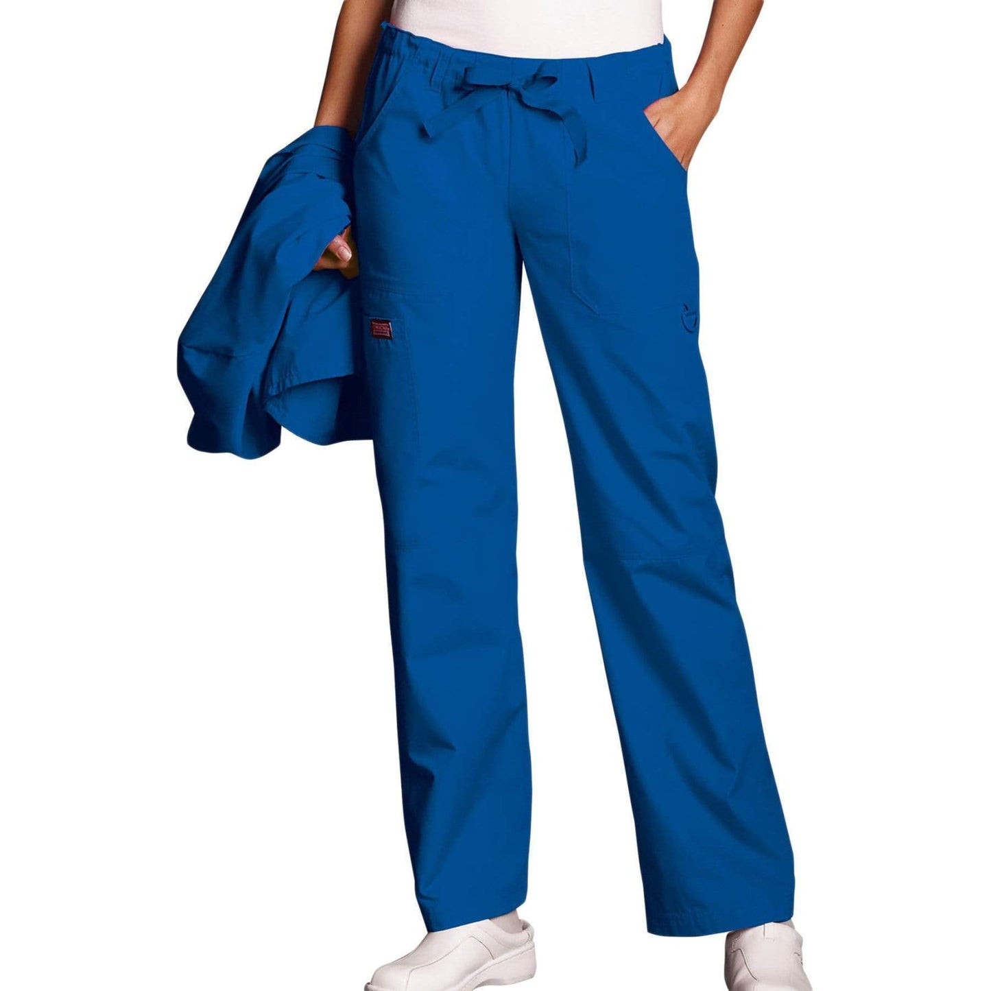 Cherokee Scrubs Pants 2XL / Regular Length Cherokee Workwear 4020 Scrubs Pants Womens Low Rise Drawstring Cargo Royal