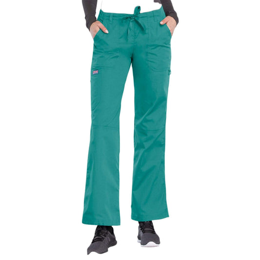 Cherokee Scrubs Pants Cherokee Workwear 4020 Scrubs Pants Womens Low Rise Drawstring Cargo Teal Blue
