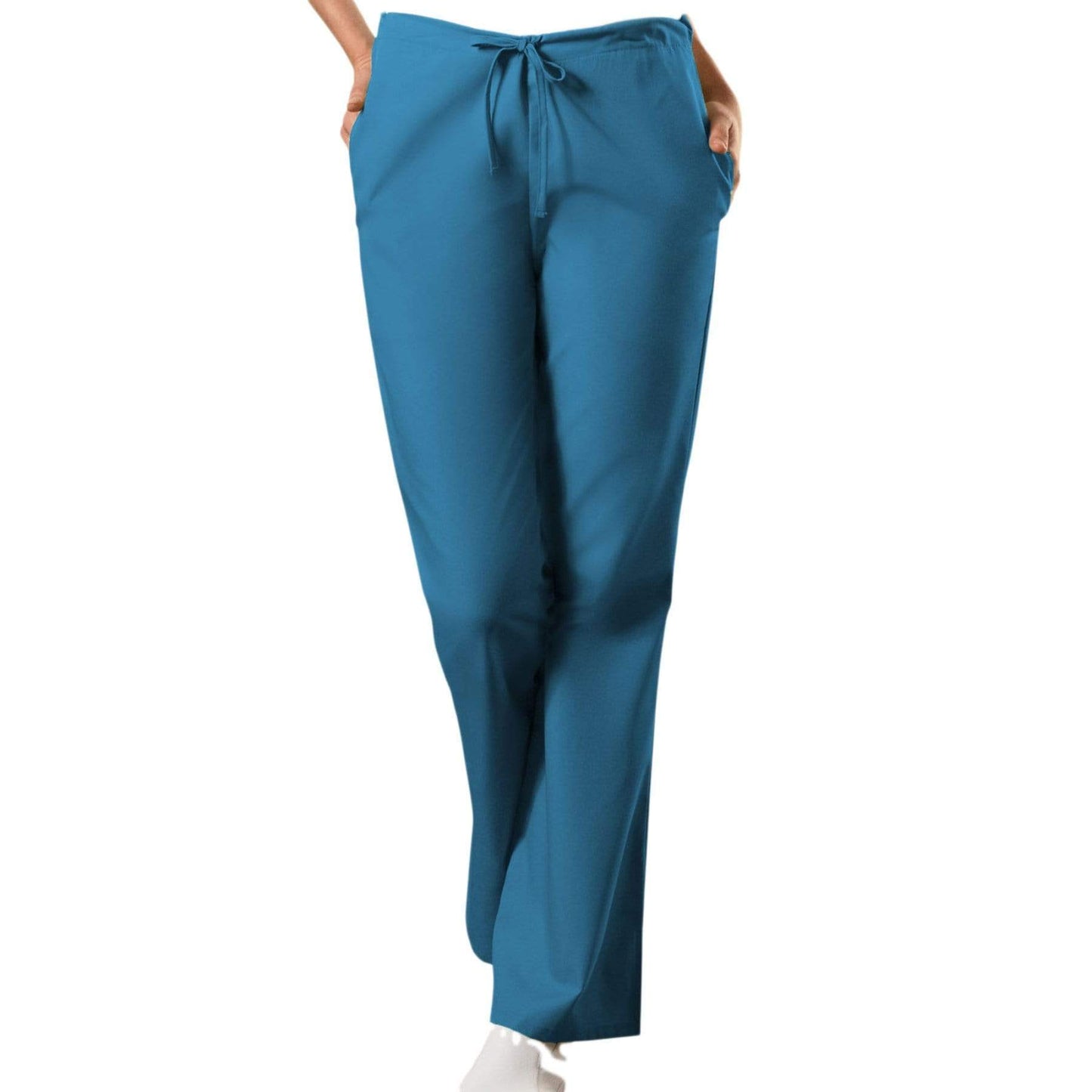 Cherokee Scrubs Pants Cherokee Workwear 4101 Scrubs Pants Womens Natural Rise Flare Leg Drawstring Caribbean Blue