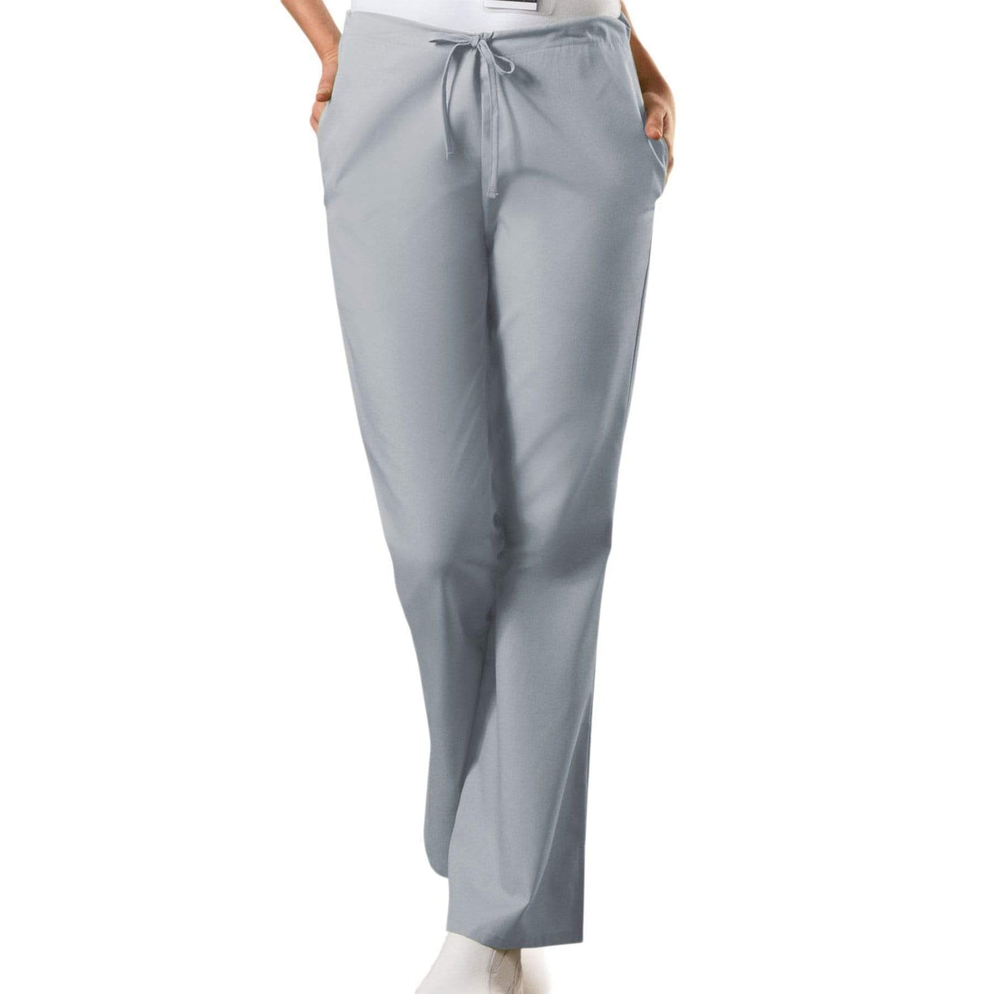 Cherokee Scrubs Pants 2XL / Regular Length Cherokee Workwear 4101 Scrubs Pants Womens Natural Rise Flare Leg Drawstring Grey