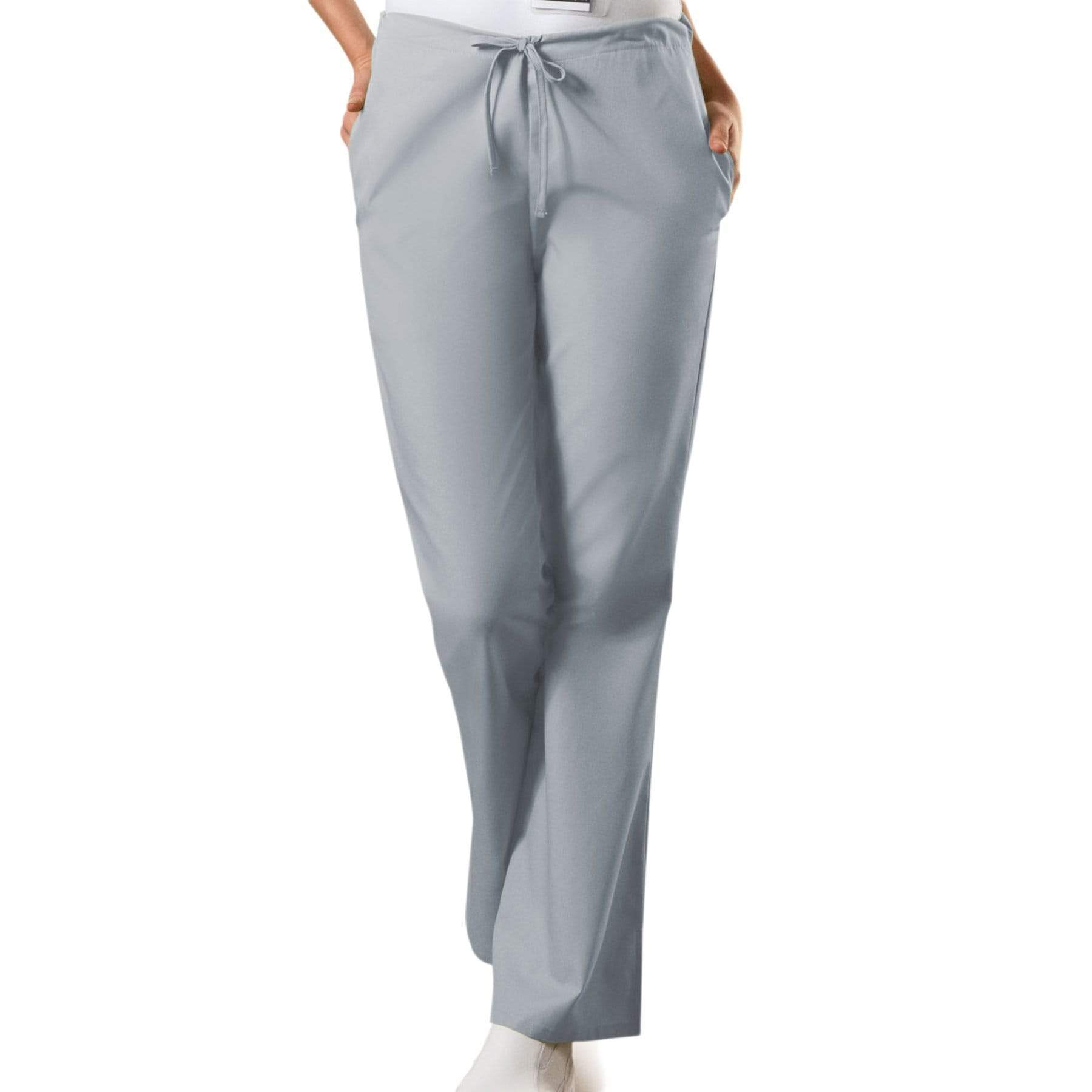 Cherokee Scrubs Pants 2XL / Regular Length Cherokee Workwear 4101 Scrubs Pants Womens Natural Rise Flare Leg Drawstring Grey