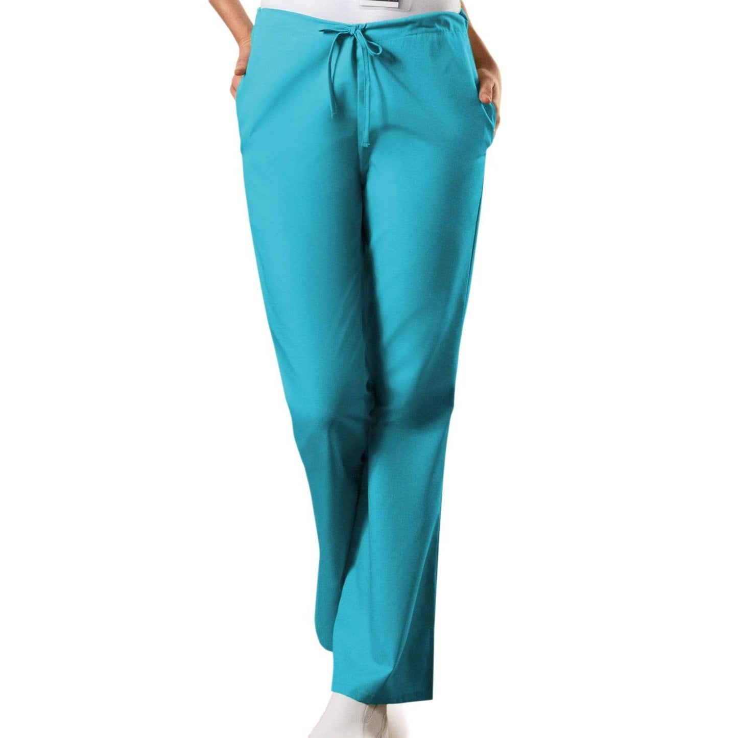 Cherokee Scrubs Pants 2XL / Regular Length Cherokee Workwear 4101 Scrubs Pants Womens Natural Rise Flare Leg Drawstring Turquoise