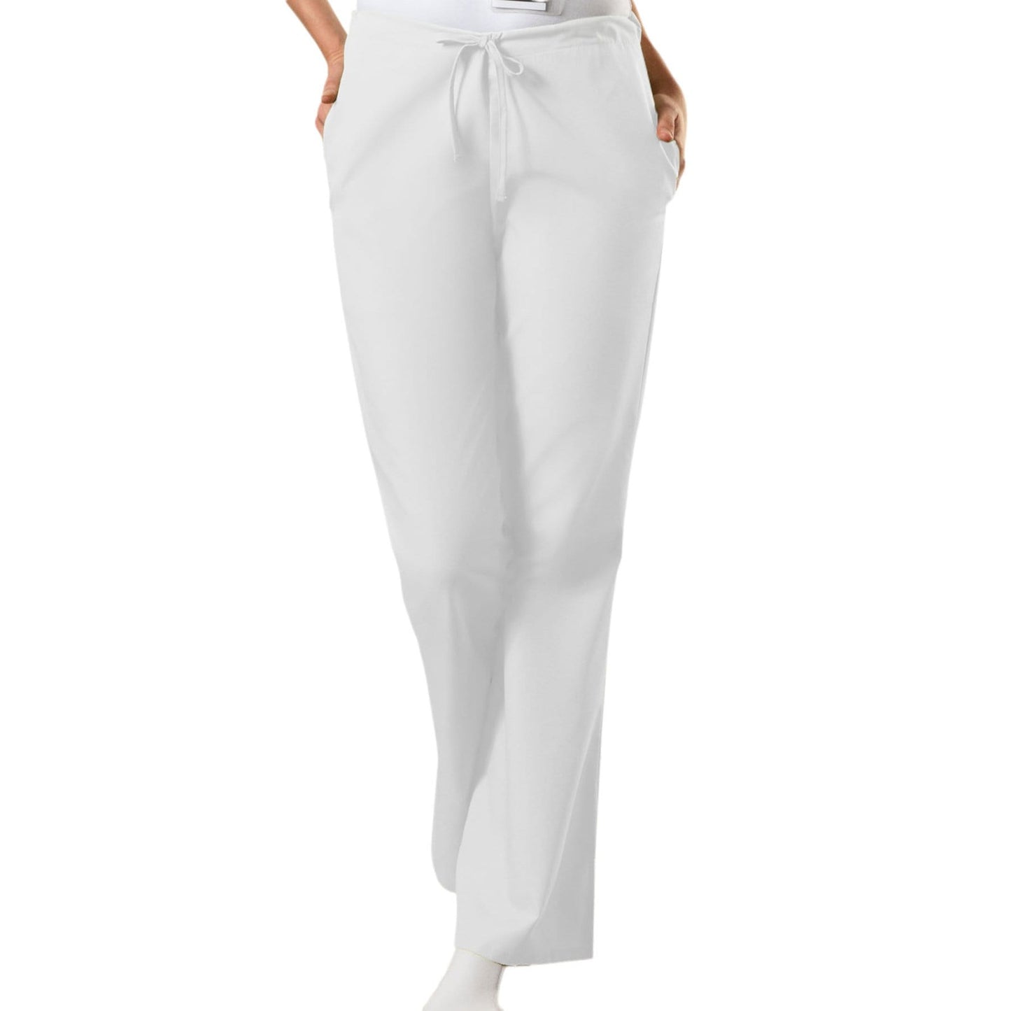 Cherokee Scrubs Pants Cherokee Workwear 4101 Scrubs Pants Womens Natural Rise Flare Leg Drawstring White