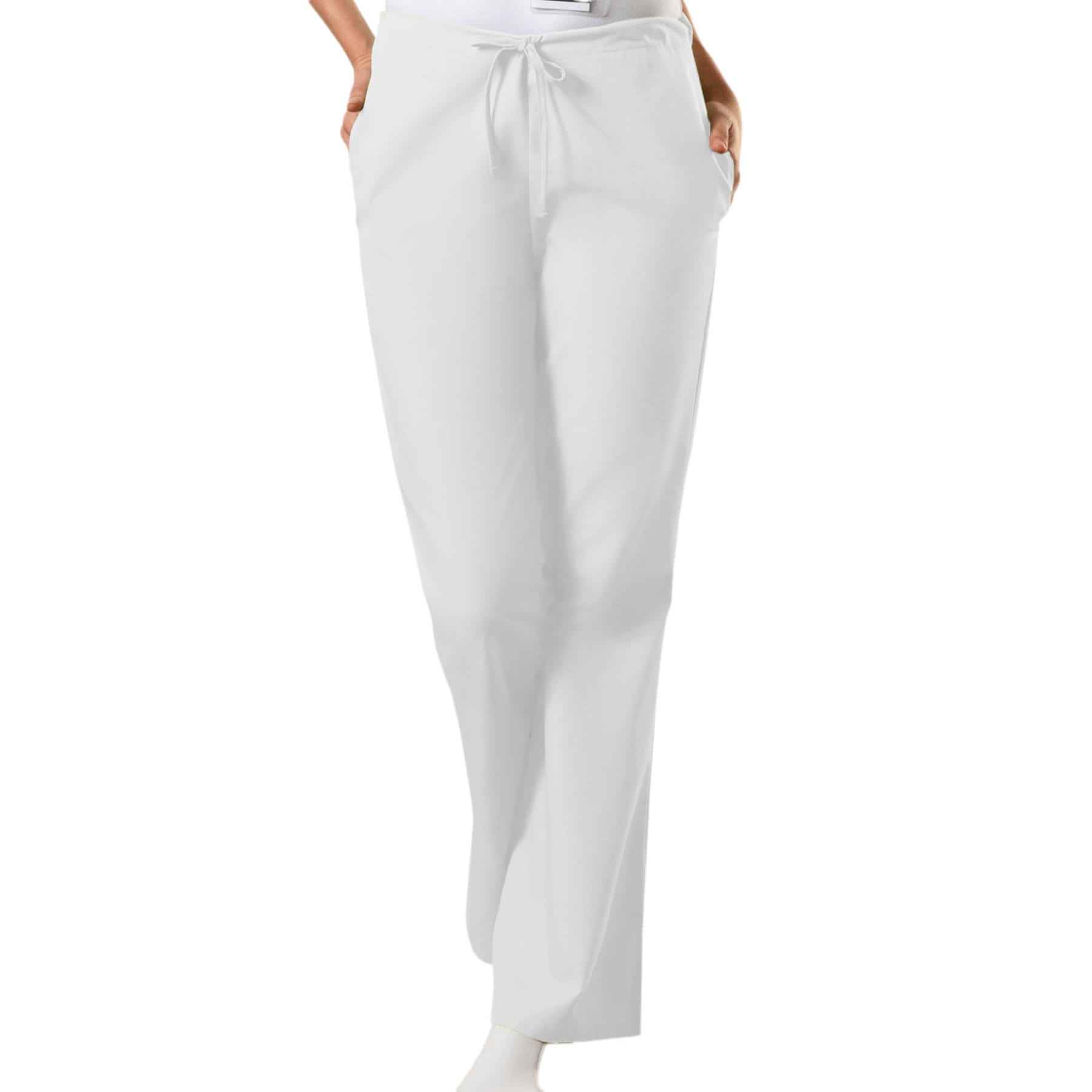 Cherokee Scrubs Pants Cherokee Workwear 4101 Scrubs Pants Womens Natural Rise Flare Leg Drawstring White