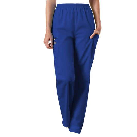 Cherokee Scrubs Pants Cherokee Workwear 4200 Scrubs Pants Womens Natural Rise Tapered Pull-On Cargo Galaxy Blue
