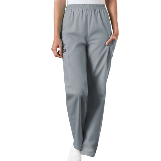 Cherokee Scrubs Pants Cherokee Workwear 4200 Scrubs Pants Womens Natural Rise Tapered Pull-On Cargo Grey