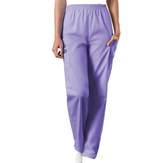 Cherokee Scrubs Pants Cherokee Workwear 4200 Scrubs Pants Womens Natural Rise Tapered Pull-On Cargo Orchid