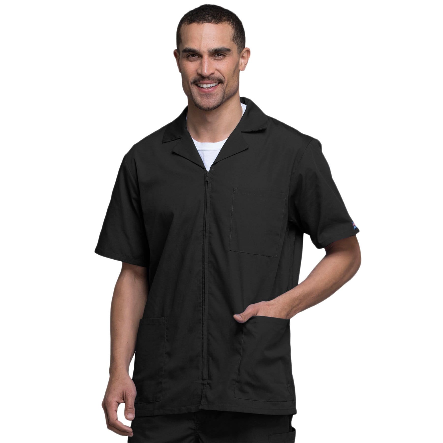 Cherokee Scrubs Jacket Cherokee Workwear 4300 Scrubs Jacket Mens Zip Front Black