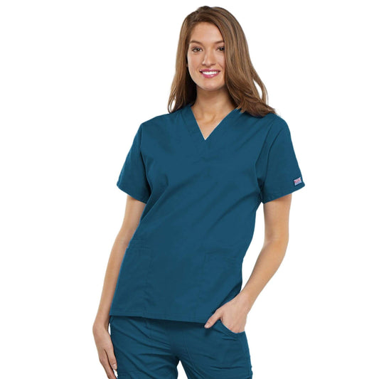 Cherokee Scrubs Top Cherokee Workwear 4700 Scrubs Top Womens V-Neck Caribbean Blue