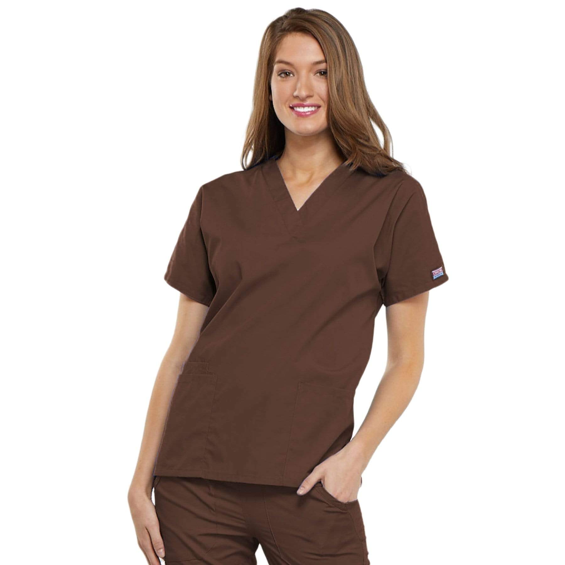 Cherokee Scrubs Top Cherokee Workwear 4700 Scrubs Top Womens V-Neck Chocolate