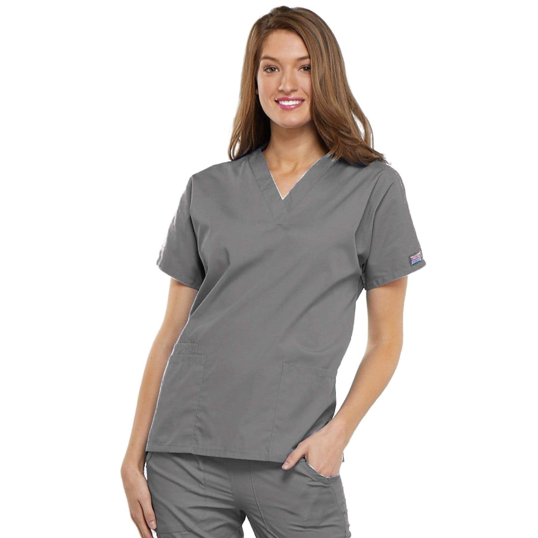 Cherokee Scrubs Top 2XL Cherokee Workwear 4700 Scrubs Top Womens V-Neck Grey