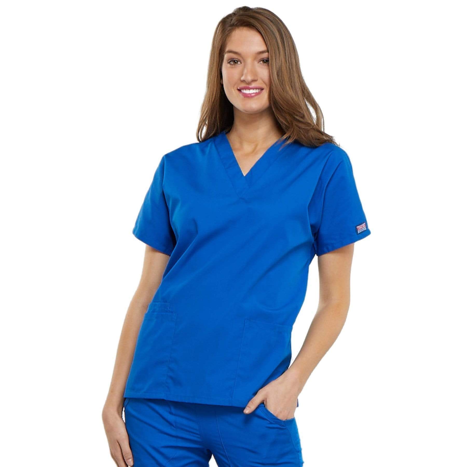 Cherokee Scrubs Top 2XL Cherokee Workwear 4700 Scrubs Top Womens V-Neck Royal