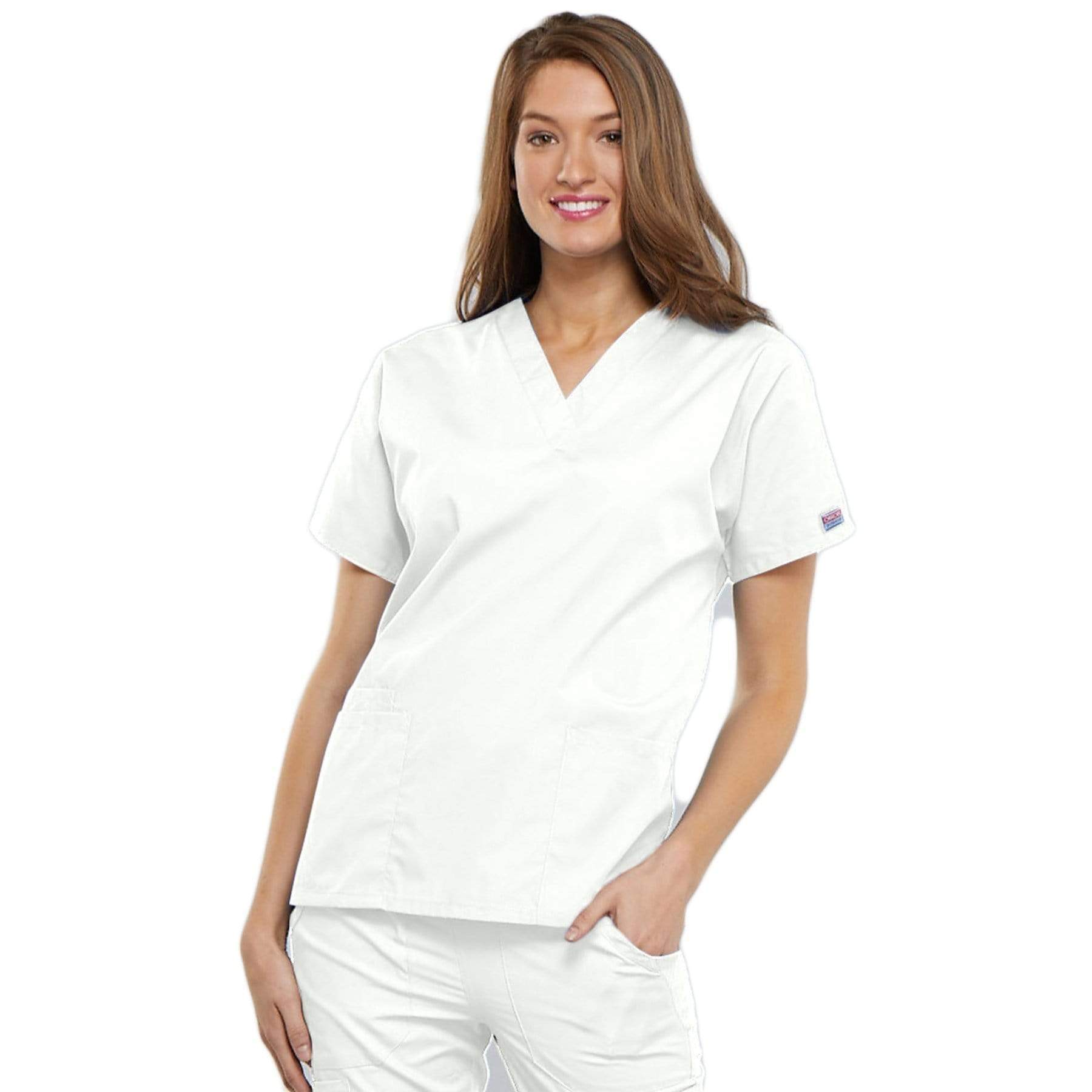 Cherokee Scrubs Top 2XL Cherokee Workwear 4700 Scrubs Top Womens V-Neck White