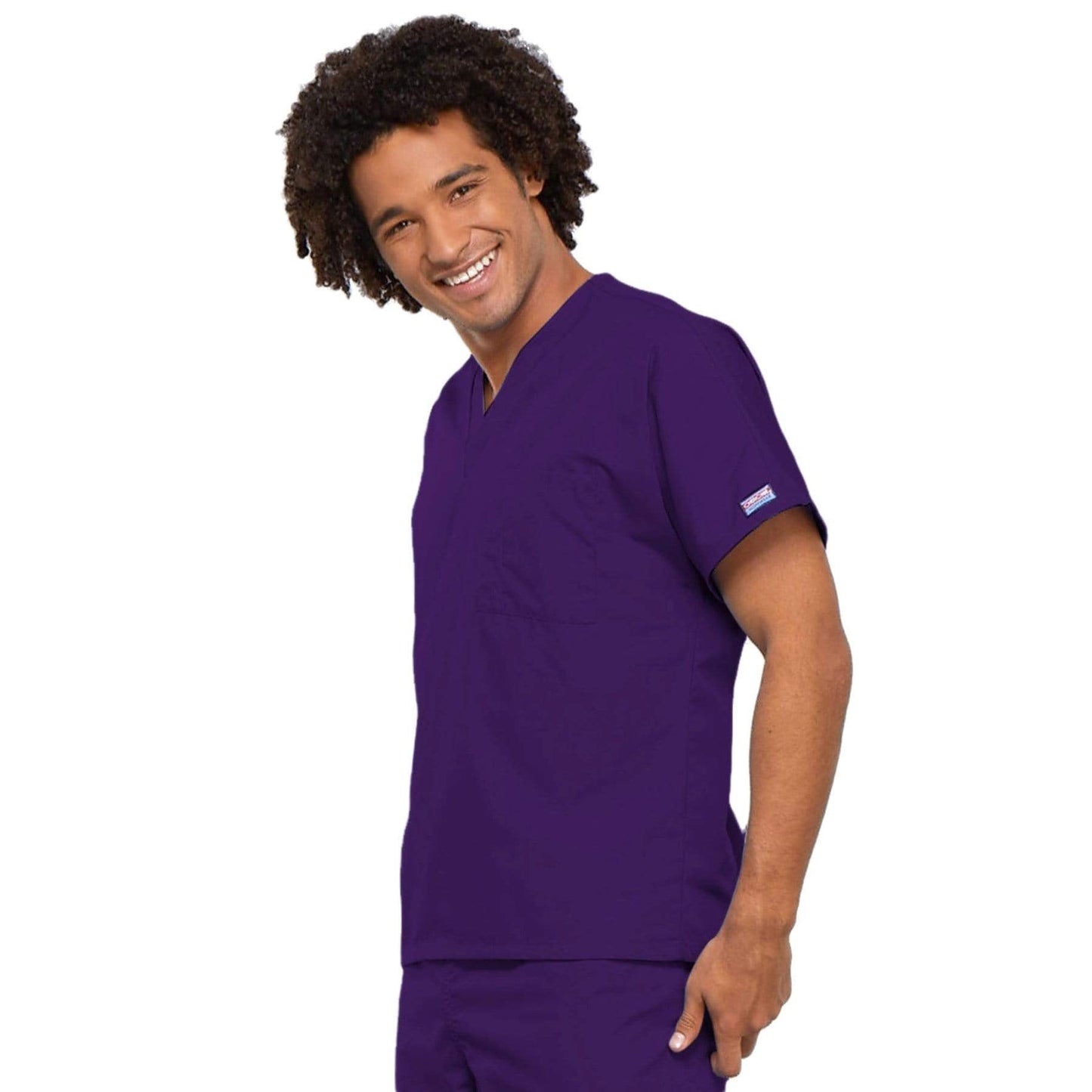 Cherokee Workwear 4777 Scrubs Top Unisex V-Neck Tunic. Eggplant