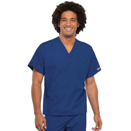 Cherokee Scrubs Top 2XL Cherokee Workwear 4777 Scrubs Top Unisex V-Neck Tunic. Galaxy Blue
