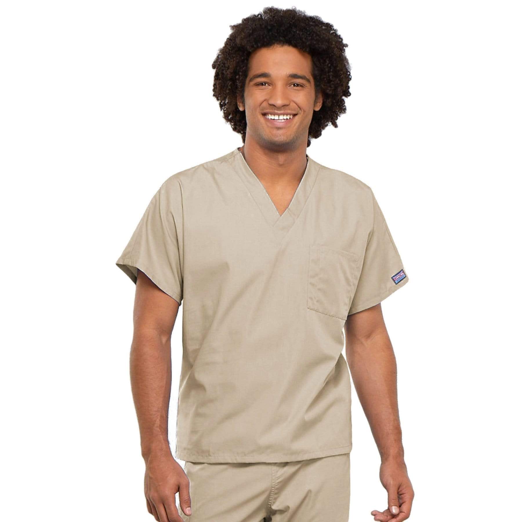 Cherokee Scrubs Top 2XL Cherokee Workwear 4777 Scrubs Top Unisex V-Neck Tunic. Khaki
