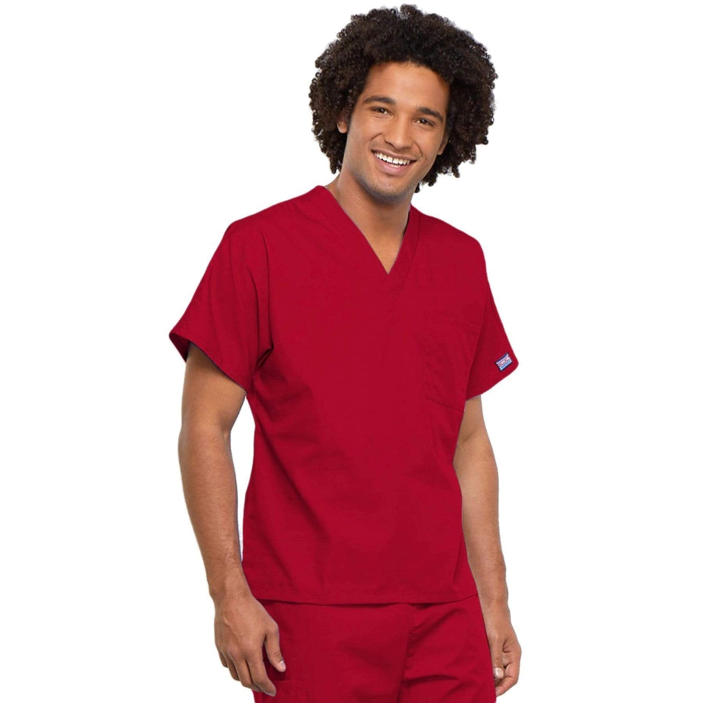 Cherokee Workwear 4777 Scrubs Top Unisex V-Neck Tunic. Red