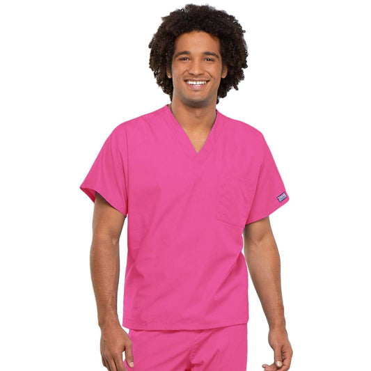 Cherokee Scrubs Top 2XL Cherokee Workwear 4777 Scrubs Top Unisex V-Neck Tunic. Shocking Pink