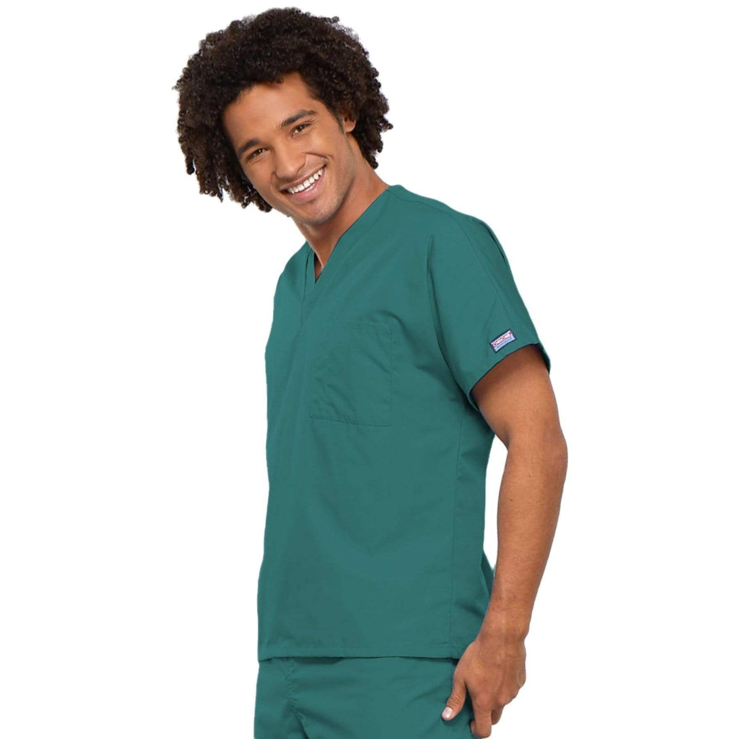 Cherokee Scrubs Top Cherokee Workwear 4777 Scrubs Top Unisex V-Neck Tunic. Teal Blue