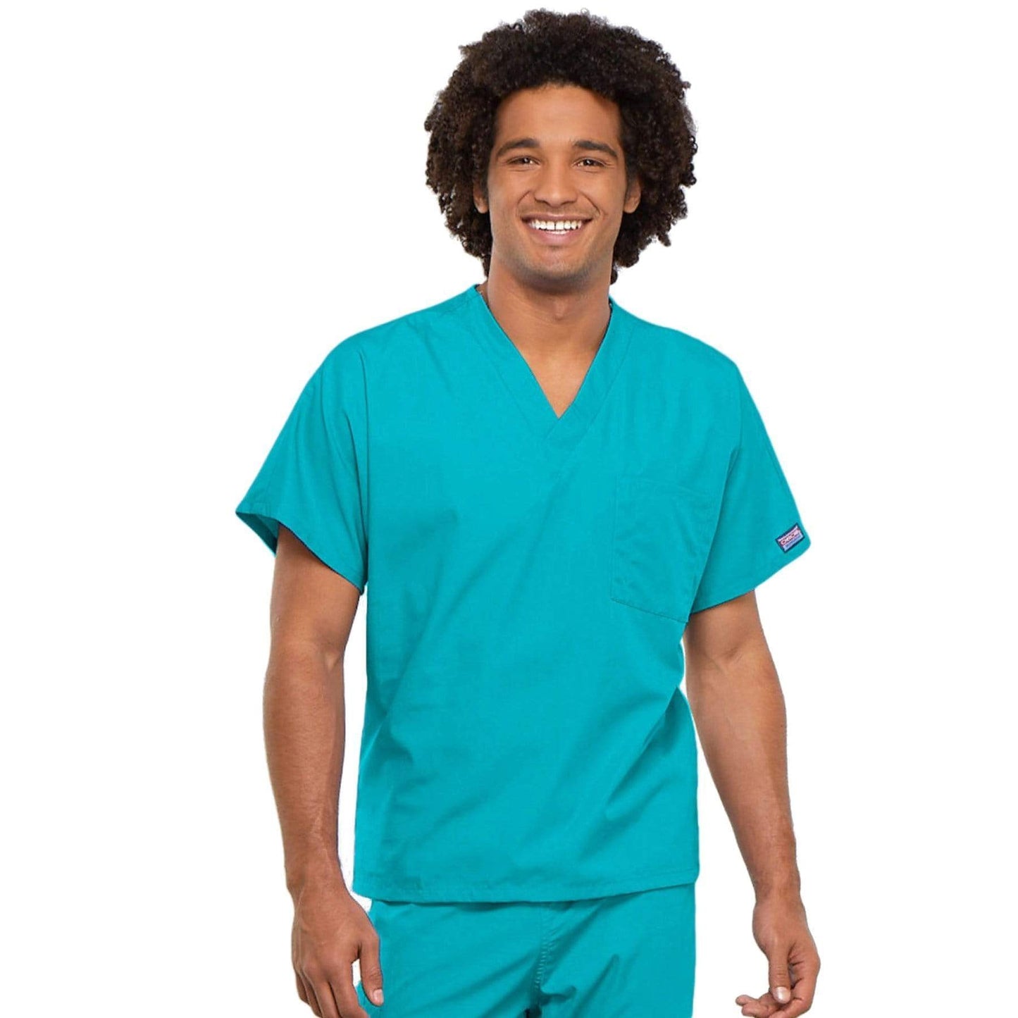 Cherokee Workwear 4777 Scrubs Top Unisex V-Neck Tunic Turquoise