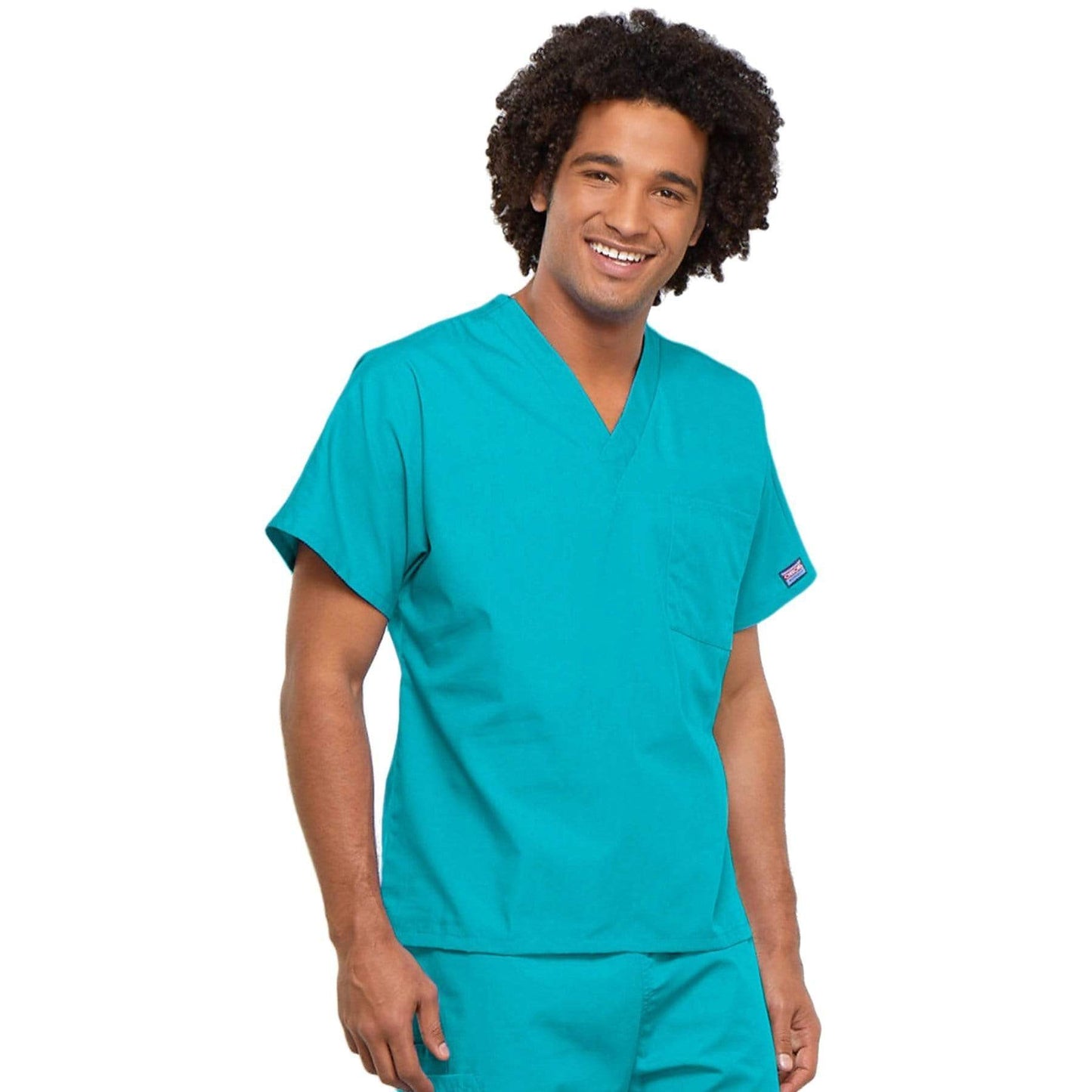 Cherokee Workwear 4777 Scrubs Top Unisex V-Neck Tunic Turquoise