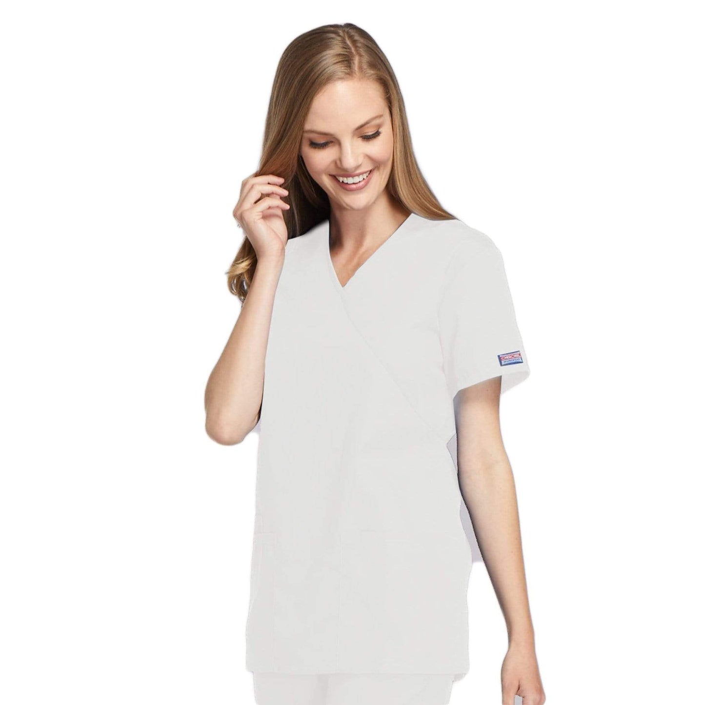 Cherokee Scrubs Top Cherokee Workwear 4801 Scrubs Top Womens Mock Wrap Tunic White