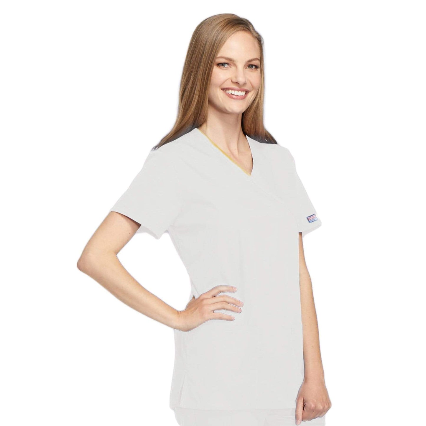 Cherokee Scrubs Top Cherokee Workwear 4801 Scrubs Top Womens Mock Wrap Tunic White