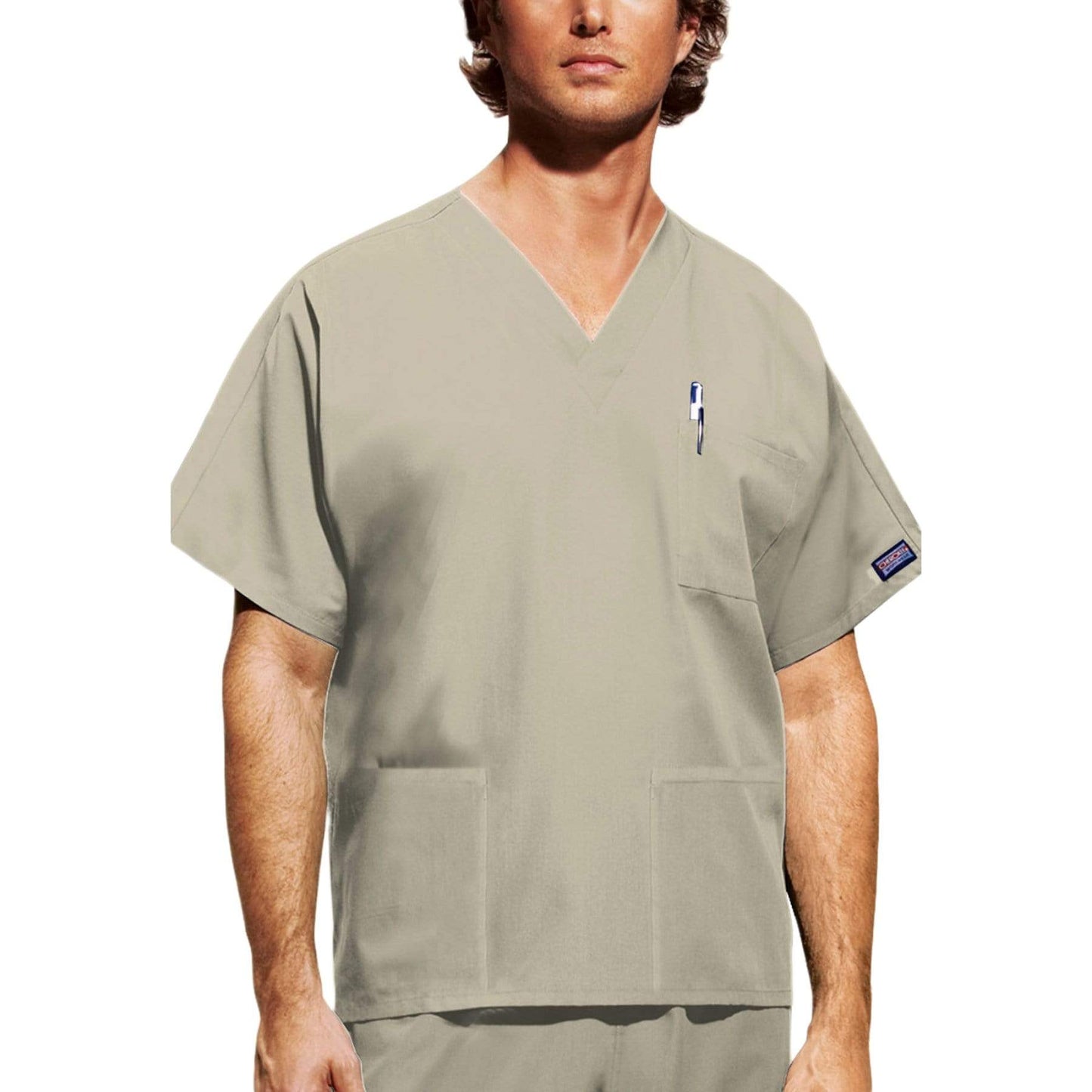 Cherokee Workwear 4876 Scrubs Top Unisex V-Neck Khaki