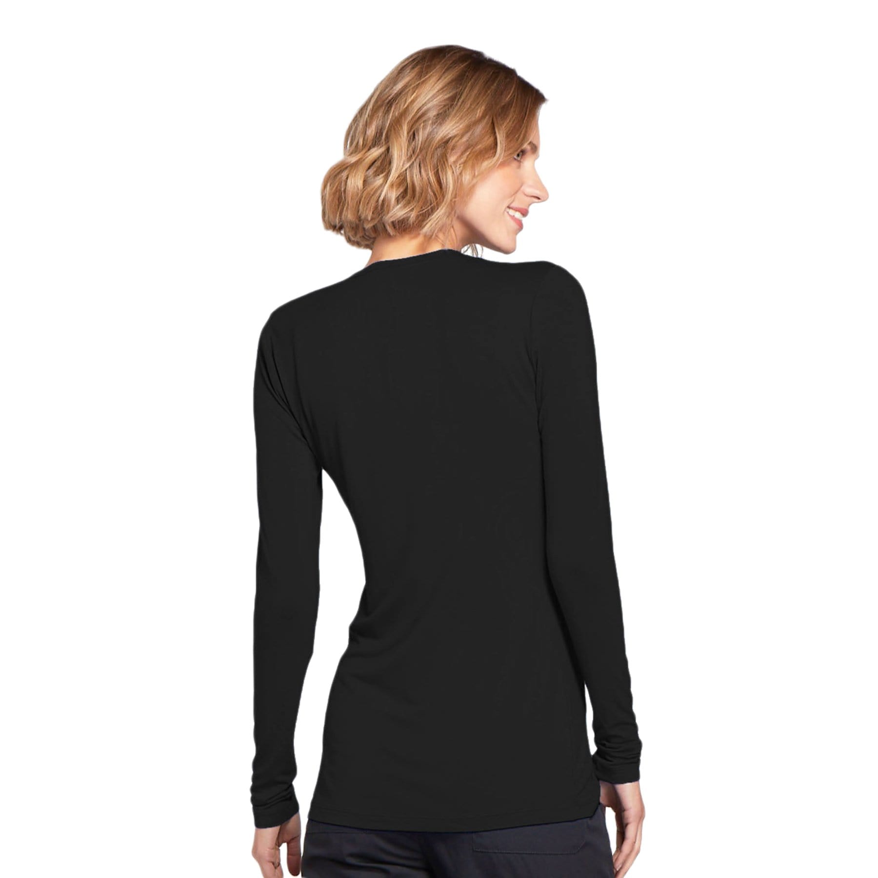 Cherokee Underscrubs Cherokee Workwear 4881 Underscrubs Womens Long Sleeve Knit Tee Black