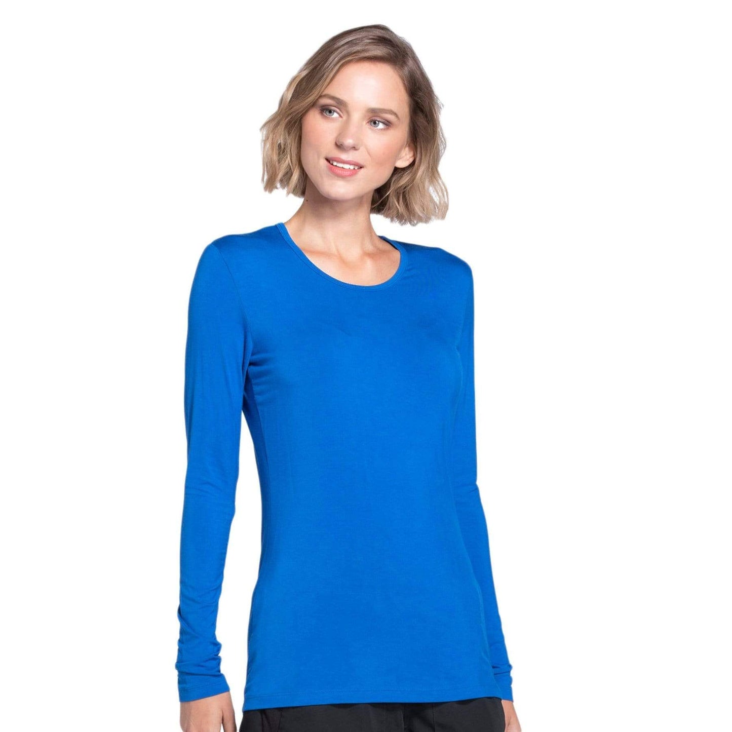 Cherokee Underscrubs Cherokee Workwear 4881 Underscrubs Womens Long Sleeve Knit Tee Royal