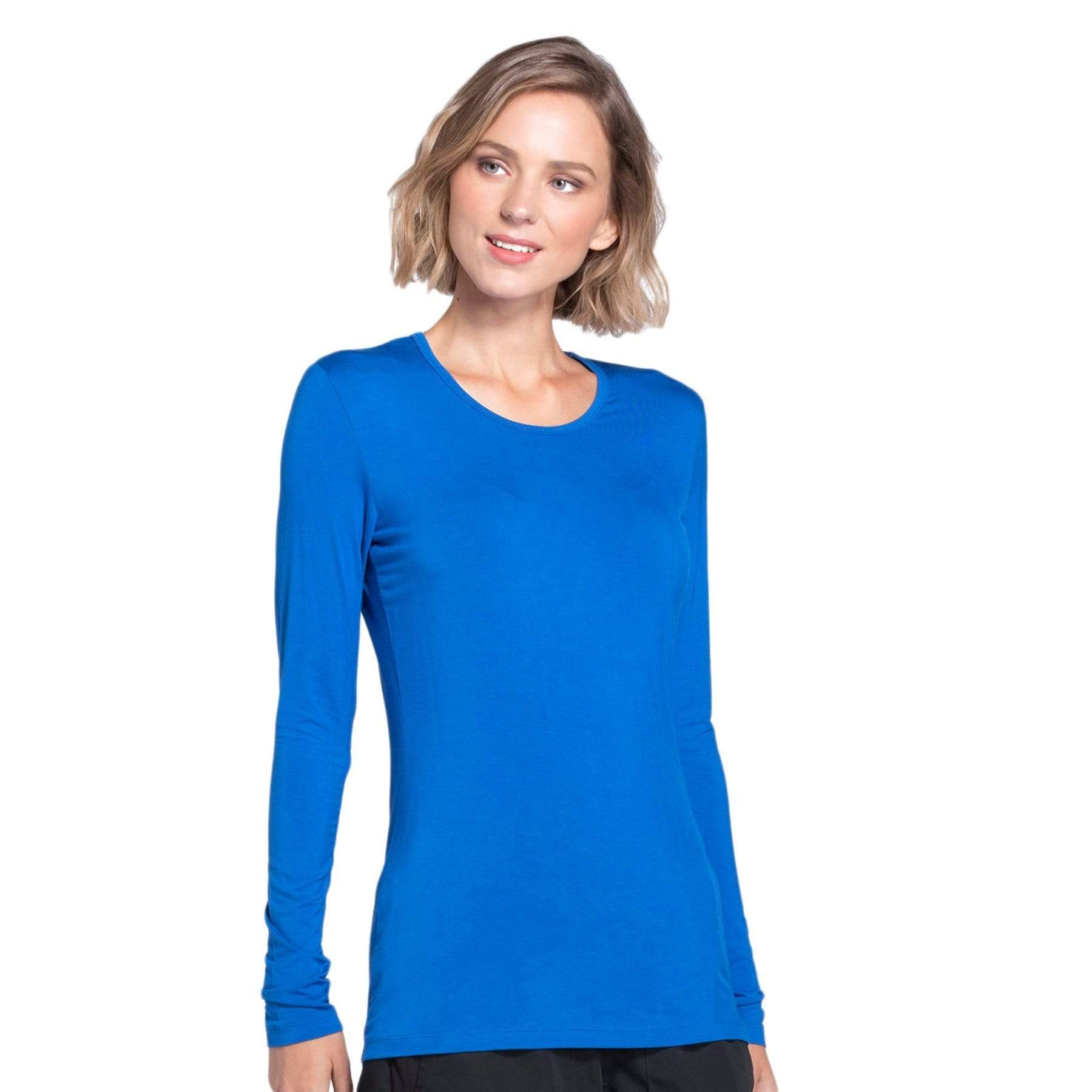 Cherokee Underscrubs Cherokee Workwear 4881 Underscrubs Womens Long Sleeve Knit Tee Royal